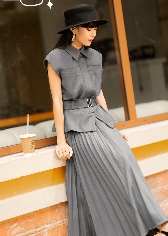 Công sở vào thu cùng áo vest, chân váy midi và đầm dáng dài- Ảnh 8. Công sở vào thu cùng áo vest, chân váy midi và đầm dáng dài- Ảnh 8.