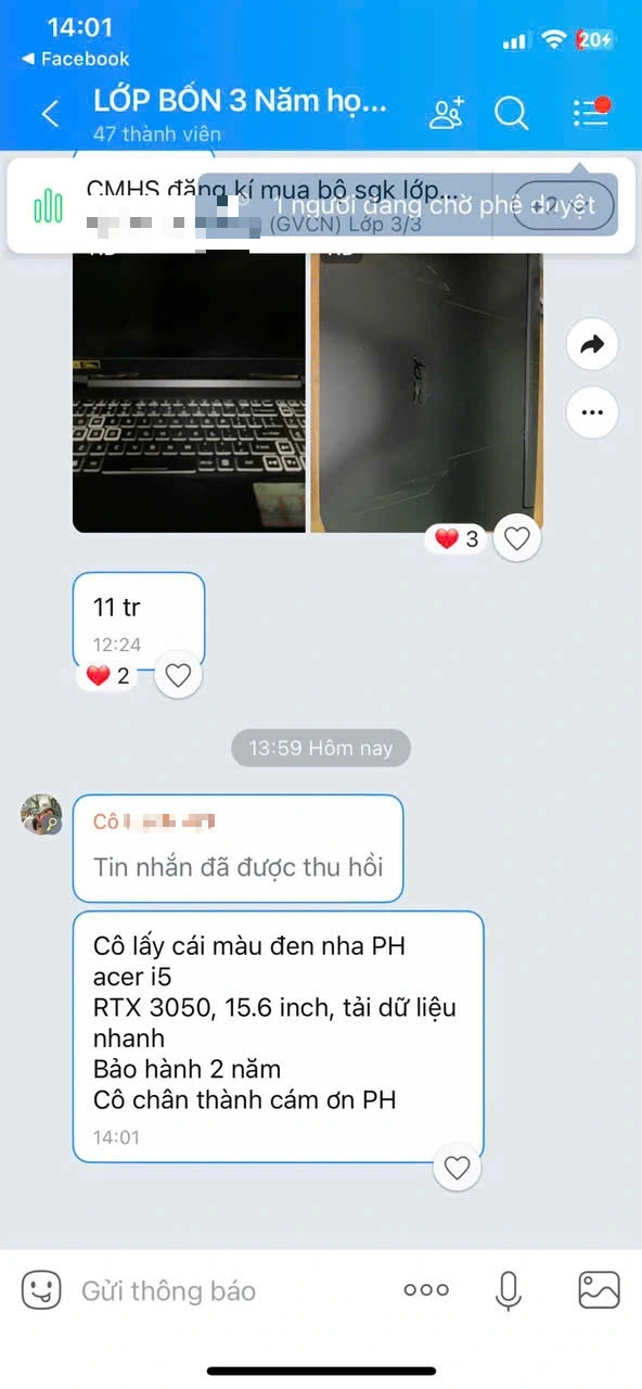 Giáo viên tiểu học 'xin hỗ trợ cái laptop', phụ huynh bức xúc- Ảnh 3. Giáo viên tiểu học 'xin hỗ trợ cái laptop', phụ huynh bức xúc- Ảnh 3.