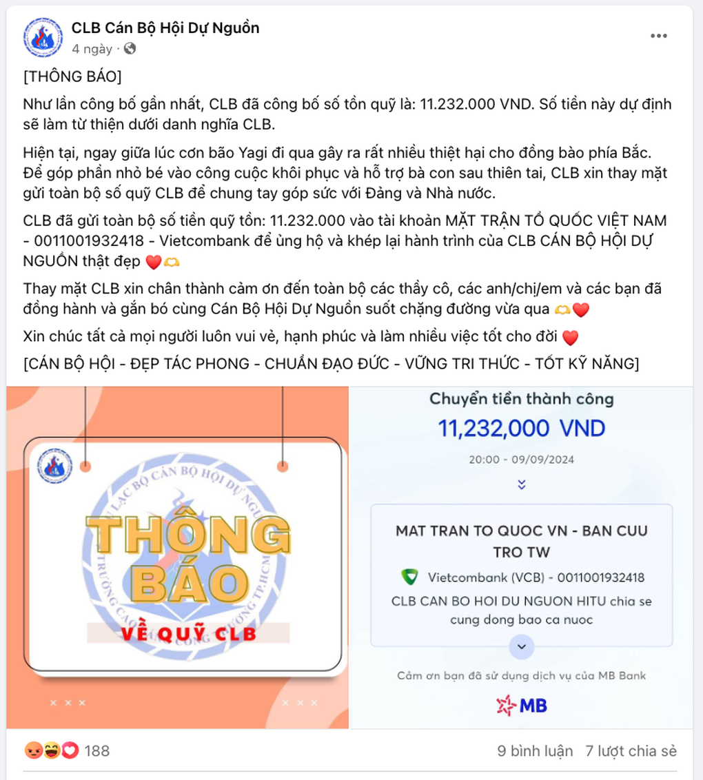 Làm rõ việc 1 câu lạc bộ rút ruột 90% số tiền ủng hộ người dân vùng lũ - 1 Làm rõ việc 1 câu lạc bộ rút ruột 90% số tiền ủng hộ người dân vùng lũ - 1