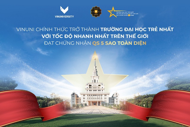 Vinuni trở thành đại học trẻ nhất, với tốc độ nhanh nhất thế giới đạt chứng nhận QS 5 Sao - Ảnh 1. Vinuni trở thành đại học trẻ nhất, với tốc độ nhanh nhất thế giới đạt chứng nhận QS 5 Sao - Ảnh 1.