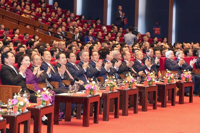 Các đại biểu tham dự Phiên họp trọng thể Đại hội đại biểu toàn quốc Mặt trận Tổ quốc Việt Nam lần thứ X, nhiệm kỳ 2024-2029