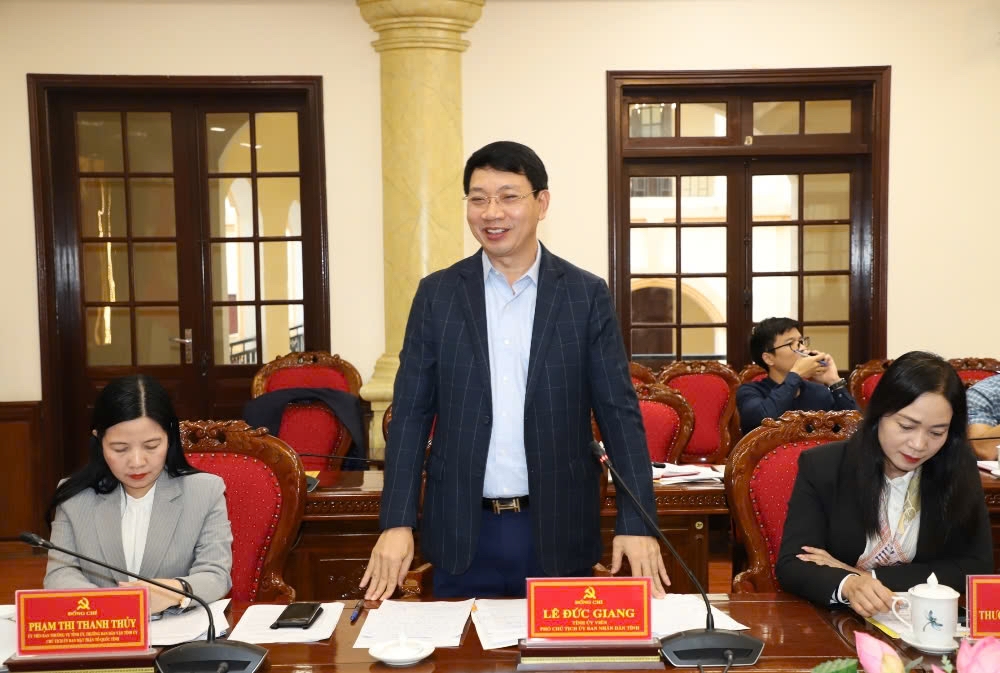 Phó Chủ tịch UBND tỉnh Lê Đức Giang phát biểu tại buổi làm việc Phó Chủ tịch UBND tỉnh Lê Đức Giang phát biểu tại buổi làm việc