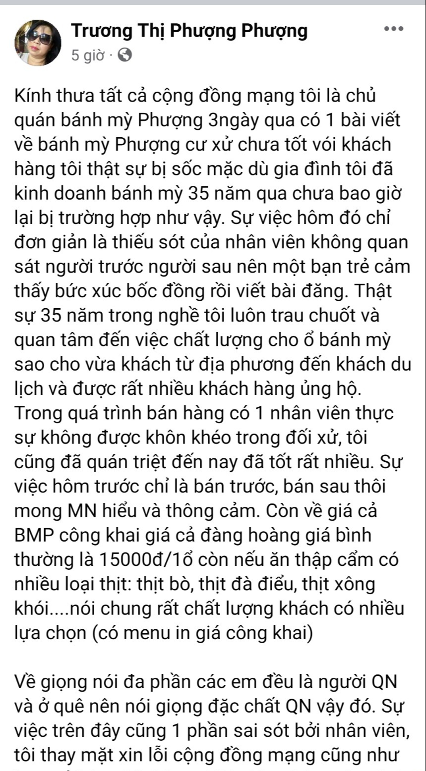 Bị kêu gọi tẩy chay, chủ quán bánh mì Phượng ở Hội An xin lỗi - Ảnh 1. Bị kêu gọi tẩy chay, chủ quán bánh mì Phượng ở Hội An xin lỗi - Ảnh 1.