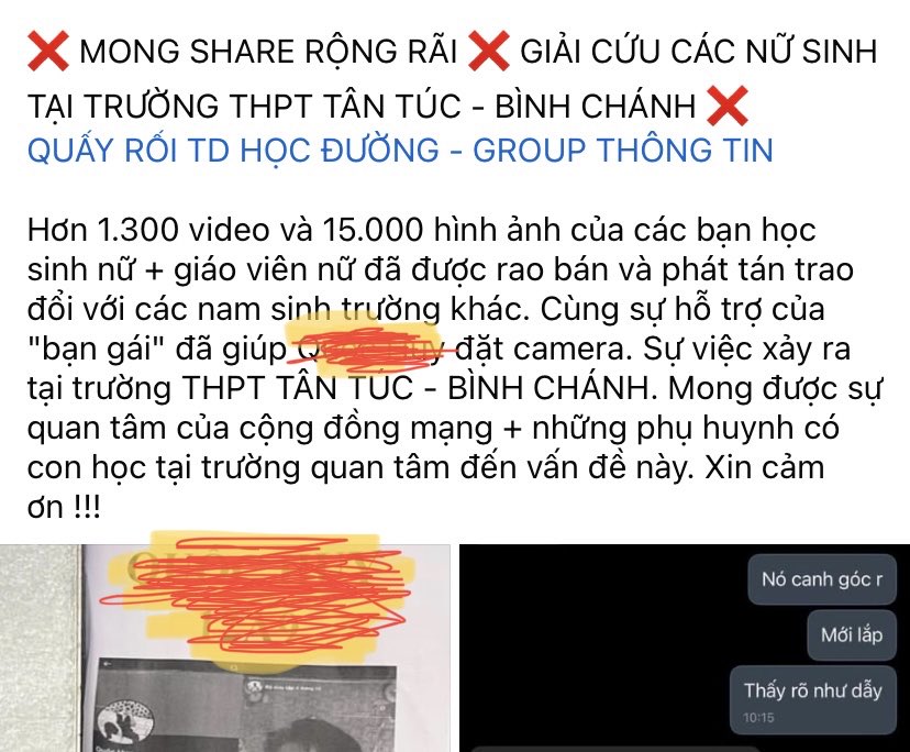 Trường THPT Tân Túc nói gì thông tin hàng ngàn clip nữ sinh bị quay lén trong nhà vệ sinh?- Ảnh 1. Trường THPT Tân Túc nói gì thông tin hàng ngàn clip nữ sinh bị quay lén trong nhà vệ sinh?- Ảnh 1.