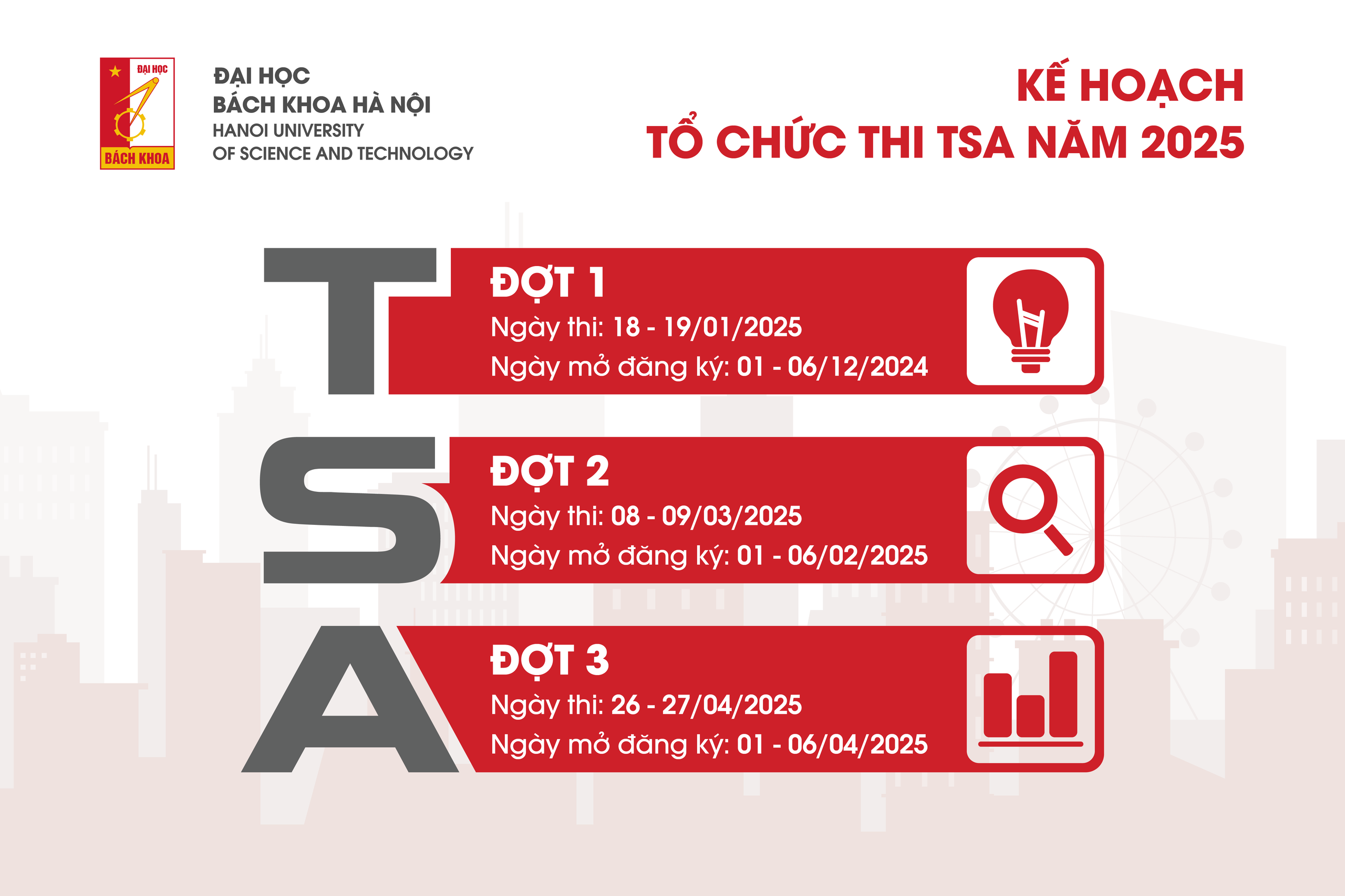 ĐH Bách khoa Hà Nội công bố lịch thi đánh giá tư duy TSA 2025- Ảnh 1. ĐH Bách khoa Hà Nội công bố lịch thi đánh giá tư duy TSA 2025- Ảnh 1.