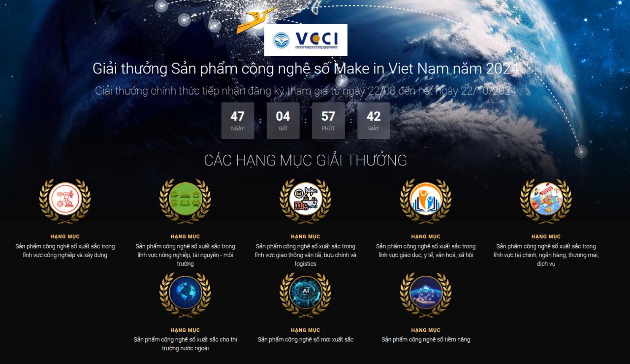 Mời tham dự Giải thưởng - Vietnam.vn'Sản phẩm công nghệ số Make in Viet Nam' năm 2024 Mời tham dự Giải thưởng 'Sản phẩm công nghệ số Make in Viet Nam' năm 2024