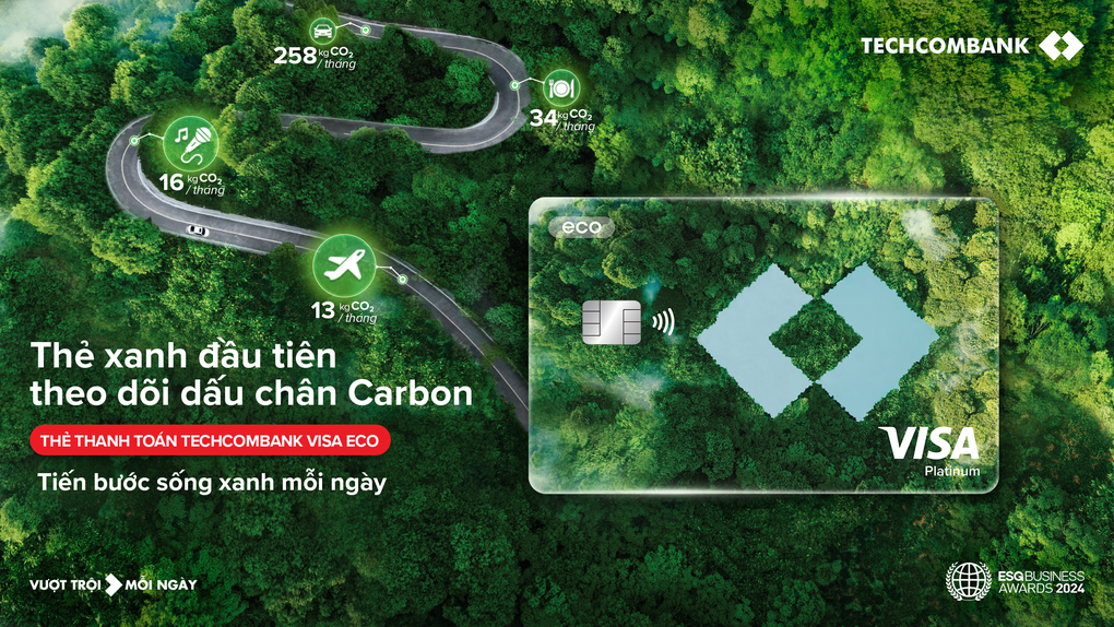 Techcombank Visa Eco: thẻ xanh theo dõi dấu chân carbon cho khách hàng sống xanh mỗi ngày Techcombank Visa Eco: thẻ xanh theo dõi dấu chân carbon cho khách hàng sống xanh mỗi ngày