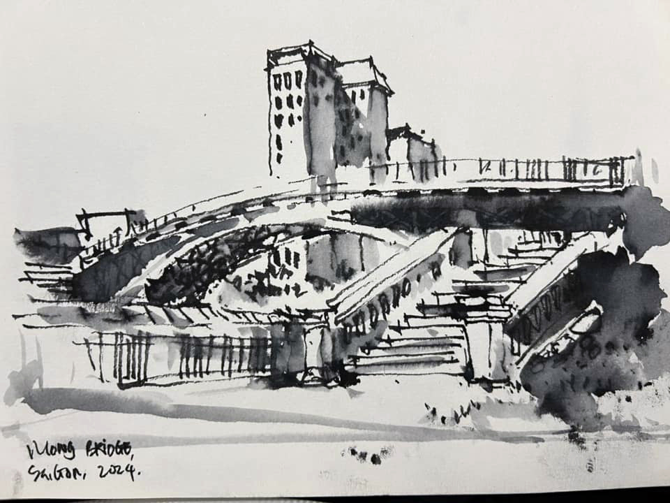 Góc ký họa: Cầu 'Eiffel' duy nhất còn sót lại ở châu Á - Ảnh 4. Góc ký họa: Cầu 'Eiffel' duy nhất còn sót lại ở châu Á - Ảnh 4.
