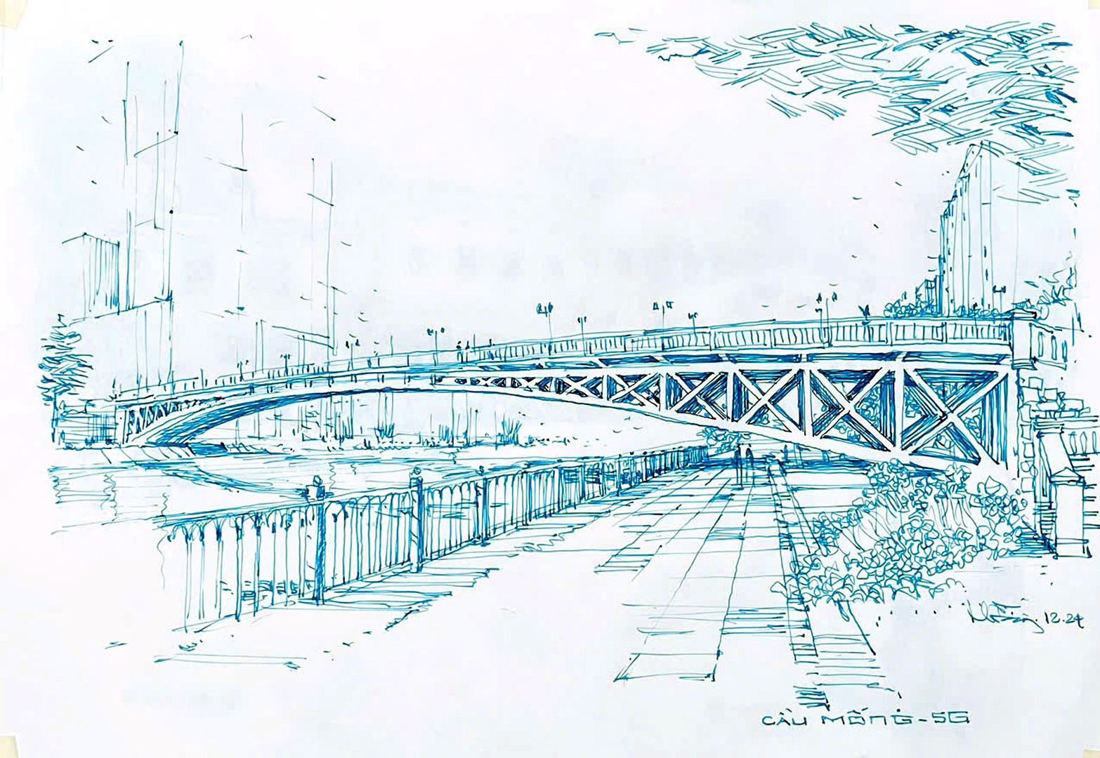 Góc ký họa: Cầu 'Eiffel' duy nhất còn sót lại ở châu Á - Ảnh 11. Góc ký họa: Cầu 'Eiffel' duy nhất còn sót lại ở châu Á - Ảnh 11.