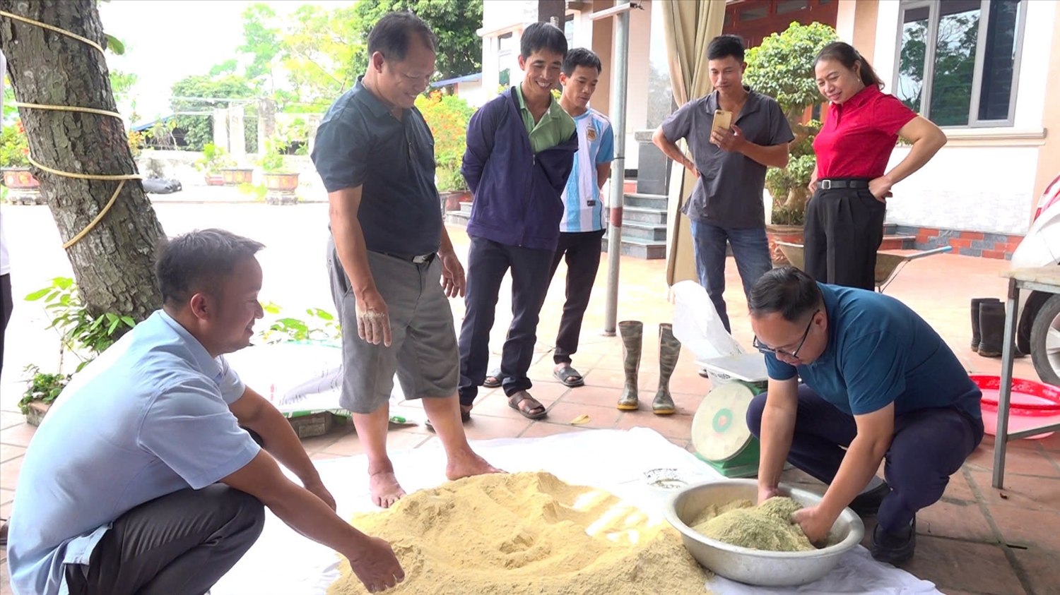 Tiến sĩ Nguyễn Tiến Đạt – Trường Đại học Nông Lâm Thái Nguyên hướng dẫn bổ sung lượng bột chè xanh cho hộ chăn nuôi lợn TP.Sông Công, Thái Nguyên Ảnh: TTVHTT Sông Công Tiến sĩ Nguyễn Tiến Đạt – Trường Đại học Nông Lâm Thái Nguyên hướng dẫn kỹ thuật bổ sung lượng bột chè xanh cho hộ chăn nuôi lợn TP.Sông Công, Thái Nguyên Ảnh: TTVHTT Sông Công