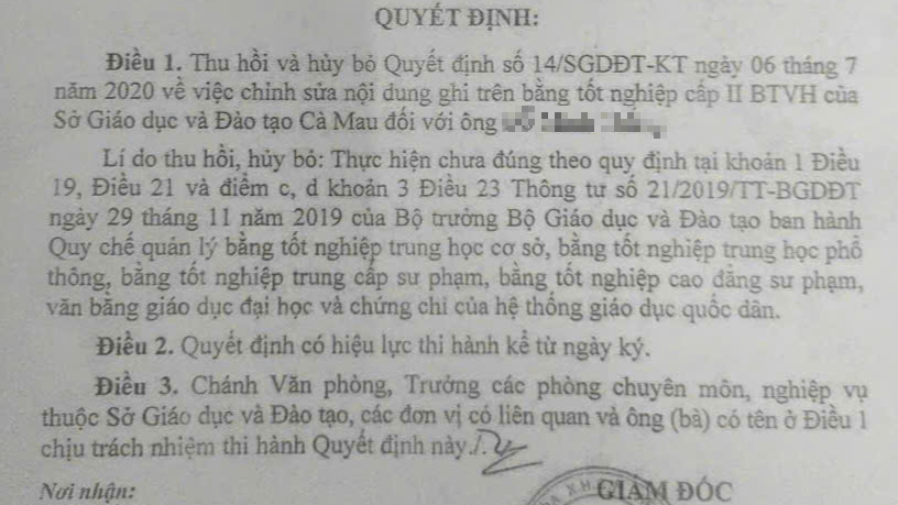 Hủy bỏ quyết định chỉnh năm sinh của một cán bộ thị xã ở Bạc Liêu- Ảnh 2. Hủy bỏ quyết định chỉnh năm sinh của một cán bộ thị xã ở Bạc Liêu- Ảnh 2.