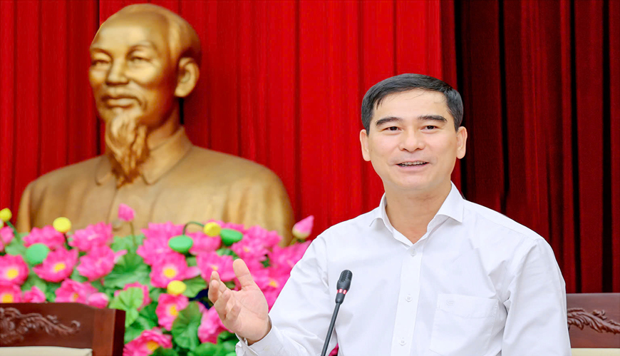 Bí thư Tỉnh ủy Vĩnh Phúc Dương Văn An phát biểu tại Hội nghị. Ảnh: Cổng thông tin Tỉnh ủy Vĩnh Phúc