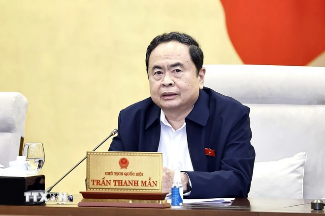 Chủ tịch Quốc hội Trần Thanh Mẫn phát biểu. (Ảnh: Doãn Tấn/TTXVN) ttxvn_chu tich quoc hoi 2.jpg
