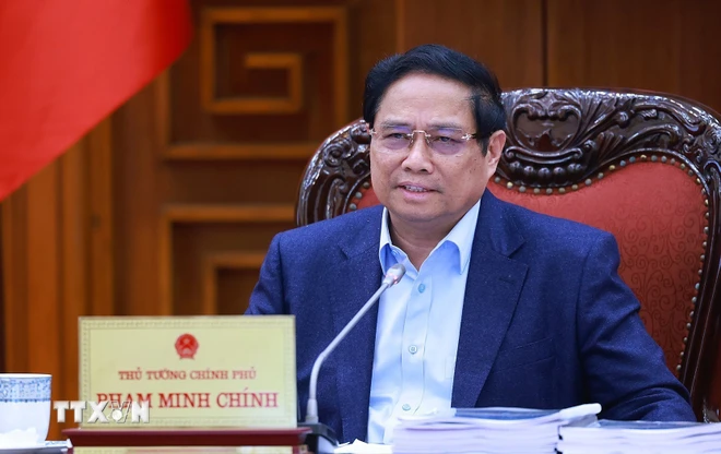 Thủ tướng Phạm Minh Chính phát biểu chỉ đạo. (Ảnh: Dương Giang/TTXVN) ttxvn_thuong truc chinh phu (7).jpg