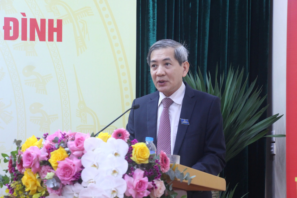 Bí thư Quận ủy Ba Đình Hoàng Minh Dũng Tiến phát biểu chỉ đạo tại Đại hội.