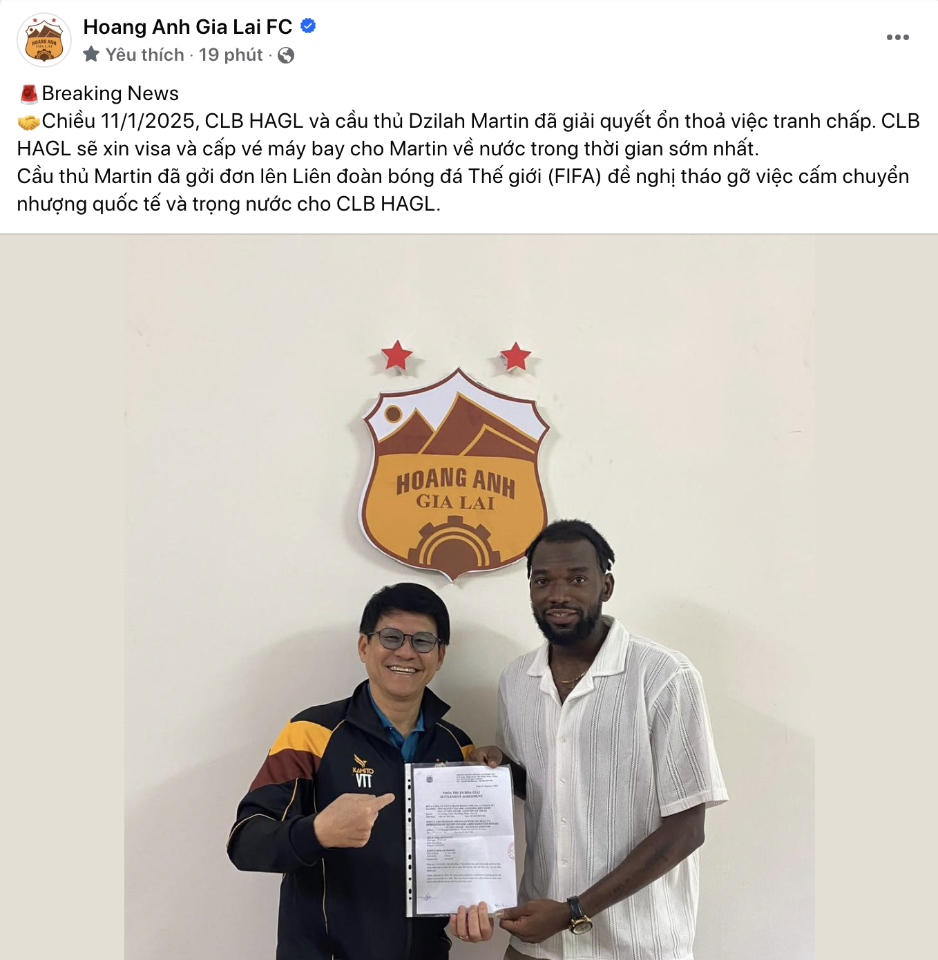 HAGL: Giải quyết xong tranh chấp với ngoại binh, chờ FIFA gỡ án cấm- Ảnh 1. HAGL: Giải quyết xong tranh chấp với ngoại binh, chờ FIFA gỡ án cấm- Ảnh 1.