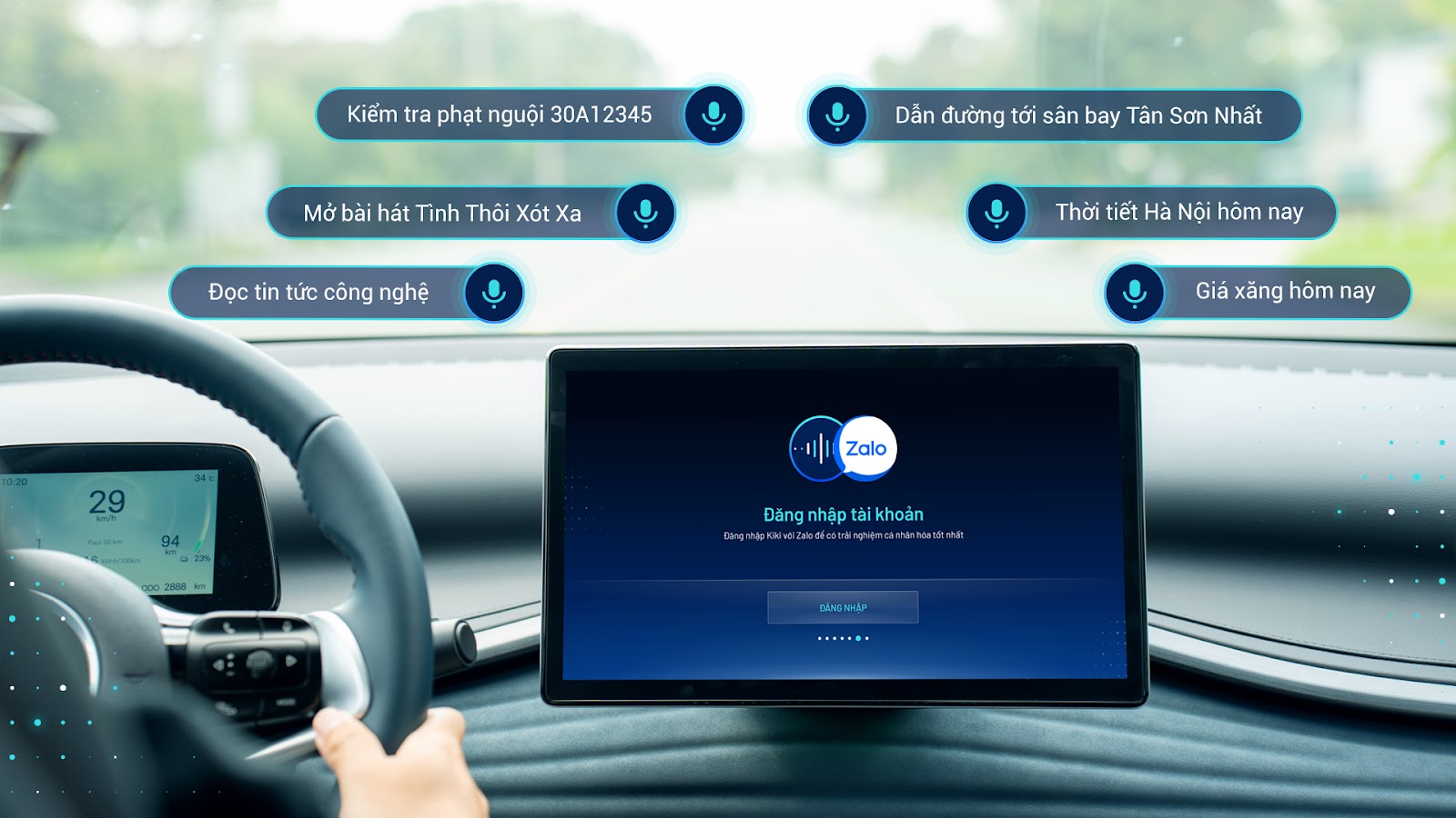 Kiki Auto nhận giải thưởng “Trợ lý ảo tiếng Việt xuất sắc nhất”- Ảnh 1. A person holding a steering wheel and a computer Description automatically generated