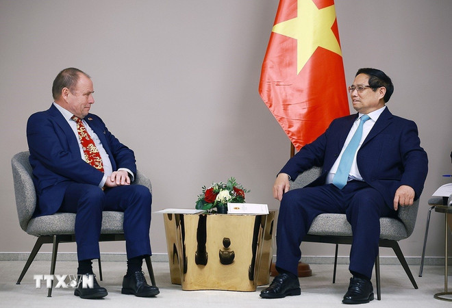 Thủ tướng Phạm Minh Chính tiếp ông Milos Kusy, Chủ tịch Hội Hữu nghị Séc-Việt Nam. (Ảnh: Dương Giang/TTXVN) ttxvn-thu-tuong-5-8731.jpg