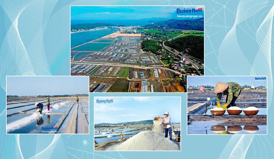 Diêm dân Sa Huỳnh vào mùa thu hoạch muối. Ảnh: PV