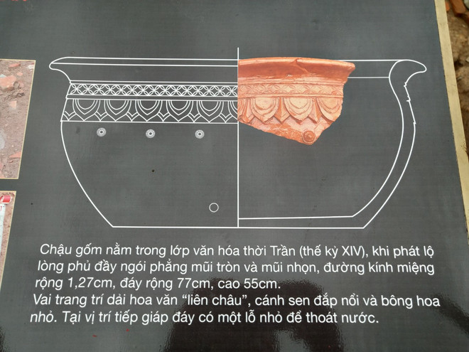 Hình ảnh giả thiết hình dáng chiếc chậu nguyên vẹn. (Ảnh: Minh Thu/Vietnam+) Công bố nhiều phát hiện khảo cổ quan trọng ở Hoàng thành Thăng Long ảnh 8